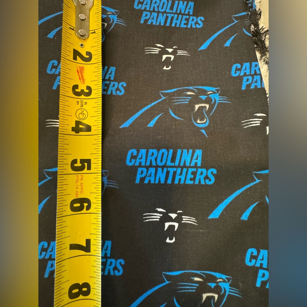 Carolina panthers cotton fabric over 2 yards with 3 yards of ribbon brand new